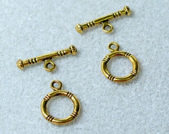 Nautical Style Toggle Clasp- antique gold finish