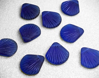 Royal Blue Clam Shell Pendant- recycled glass
