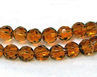 Gold Colored Czech crystals-light brown crystal beads-faceted beads-golden brown beads-designer crystals-glass beads-vintage beads