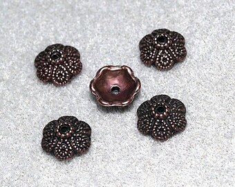 Antiqued Copper Bead Caps-jewelry findings