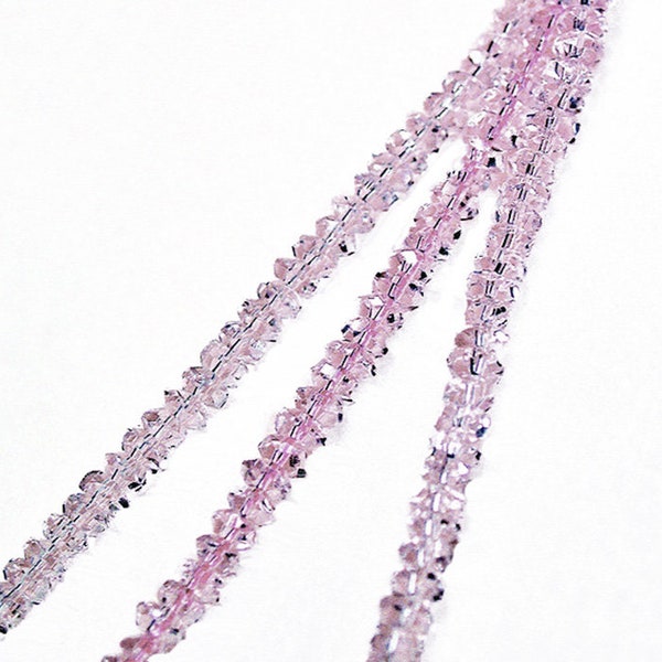 Tiffany- pale pink crystal beads- tiny pink beads- jewelry supplies- vintage beads- beading supplies- crystal rondelle beads- designer beads