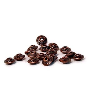 Copper Saucers-  copper spacer beads- metal beads- metallized beads- antiqued copper beads- designer beads- beading supplies- craft supplies
