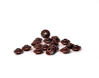 Copper Saucers-  antiqued copper spacer beads- designer beads- beading & jewelry supplies