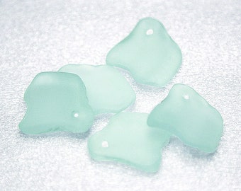 Ridged Freeform Coke Bottle Sea Glass Pendants- recycled glass- cultured sea glass- jewelry and beading supplies