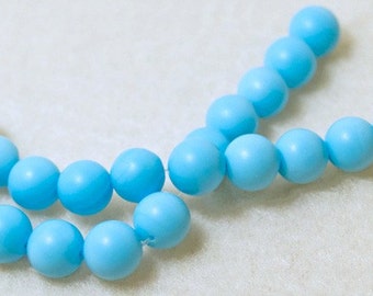 Powder Puffs- cultured sea glass beads- blue recycled glass
