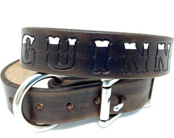 Stout Dog Collar - Irish - Dog Collars - Brown and Cream - Leather Collars for Dogs - Dog Collar