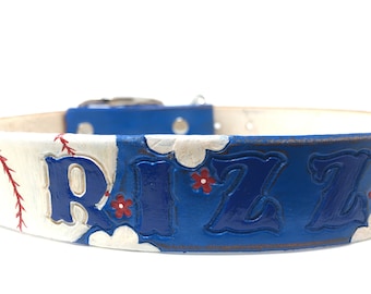 Girl Cubs Leather Dog Collar