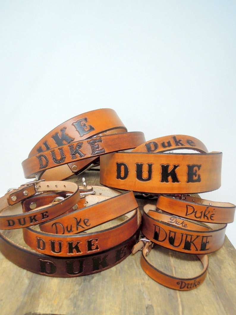 Dog Collar Leather Personalized with Name and/or Phone Number image 8