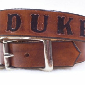 Dog Collar Leather Personalized with Name and/or Phone Number image 1