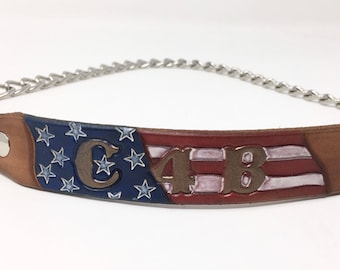 Collare personalizzato con bandiera antica per capre, per spettacoli, fattorie e fiere - Accessorio in pelle personalizzato