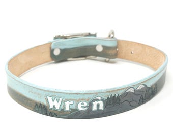 Collare in pelle per cani / Collari per cani da trekking / Personalizzati con nome e/o numero di telefono