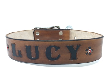 Personalized Jewelry for your Girl Dog Collar Leather Personalized with Name and/or Phone Number