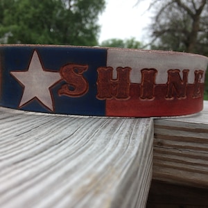 Texas Flag Dog Collar Patriotic Dog Collar Leather Dog Collar Personalized with Dogs Name image 5