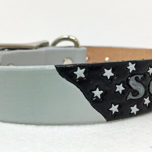 Thin blue line dog collar, leather personalized collar image 5