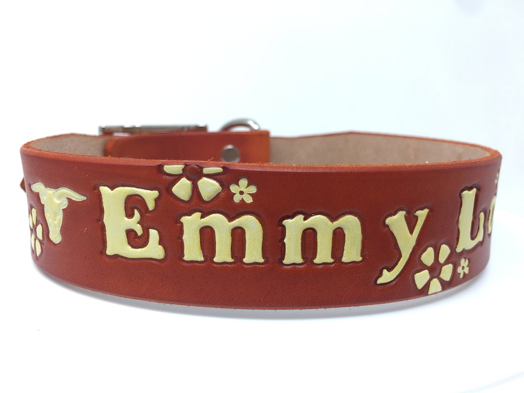 Texas Girl Dog Collars Leather Dog Collars Dog Collar Etsy