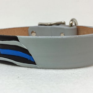 Thin blue line dog collar, leather personalized collar image 3