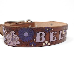 Custom Leather Collar - Girl Dog Collars - Flower Collars