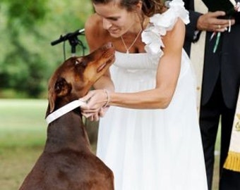 Wedding Dog Collars -  White Leather Dog Collars