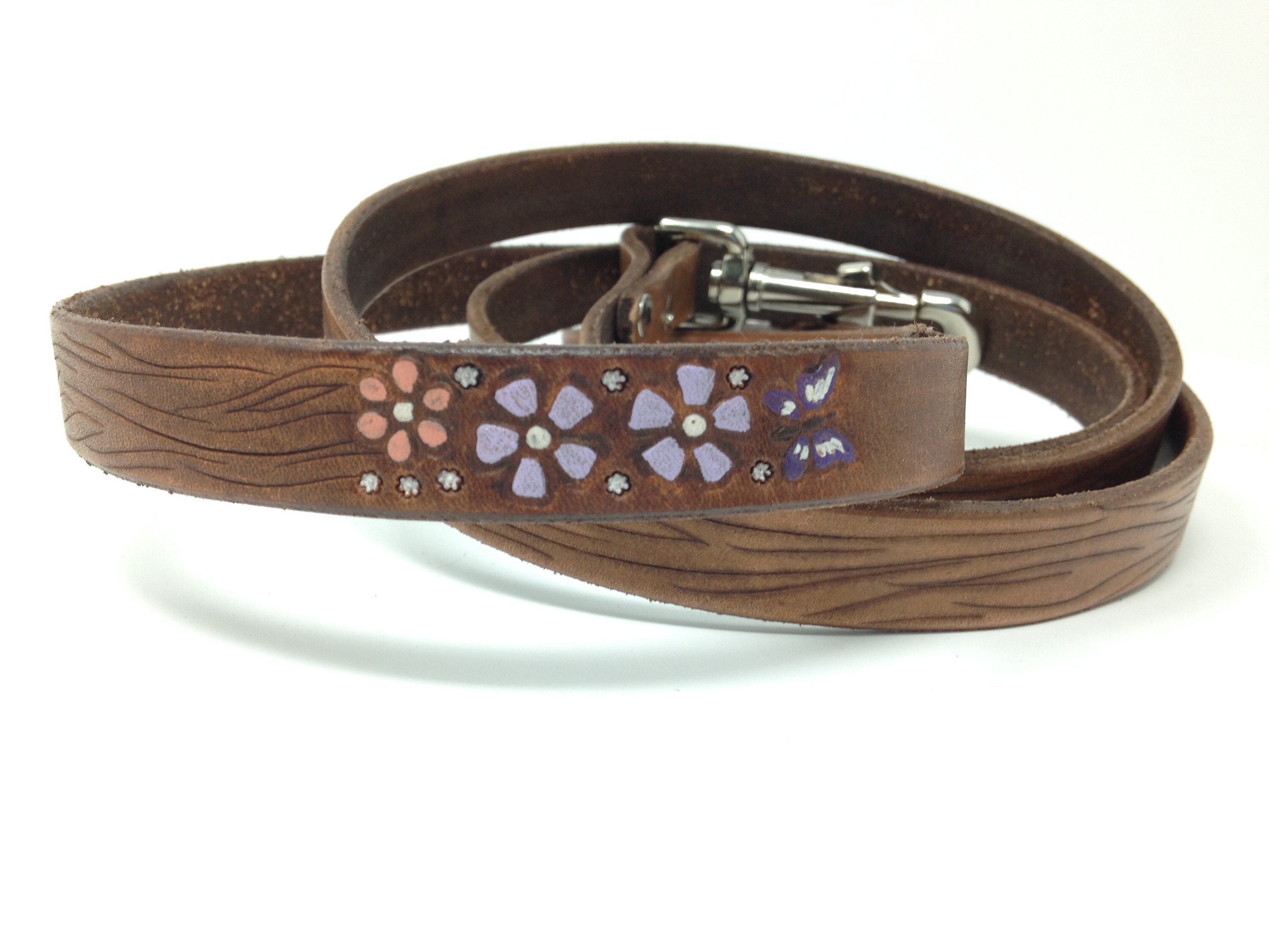 Flower Dog Collar Leather Collar and Lead Pink and Lavender Etsy