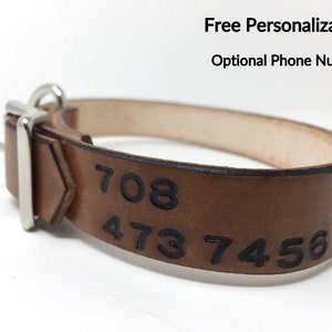 Dog Collar Leather Personalized with Name and/or Phone Number Celtic Font image 10