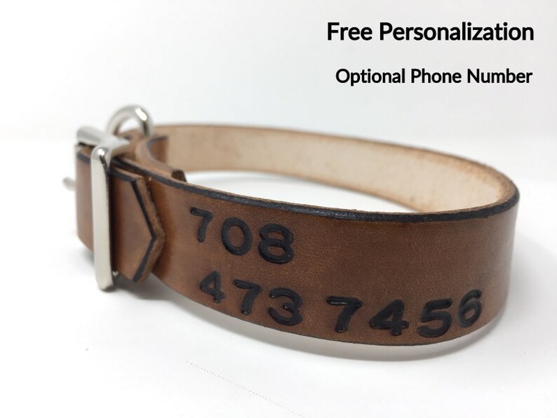 Dog Collar Leather Personalized with Name and/or Phone Number Celtic Font image 10