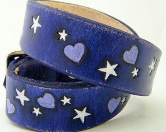 Girl Dog Collar - Stars and Hearts - Dog Collar - Purple