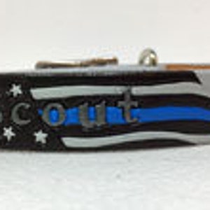 Thin blue line dog collar, leather personalized collar image 7