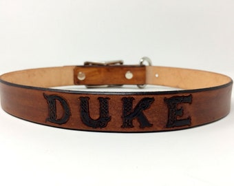 Dog Collar Leather Personalized with Name and/or Phone Number Celtic Font