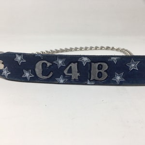 Goat Collar Custom Made to Order, Blue Jean color with white stars. image 5