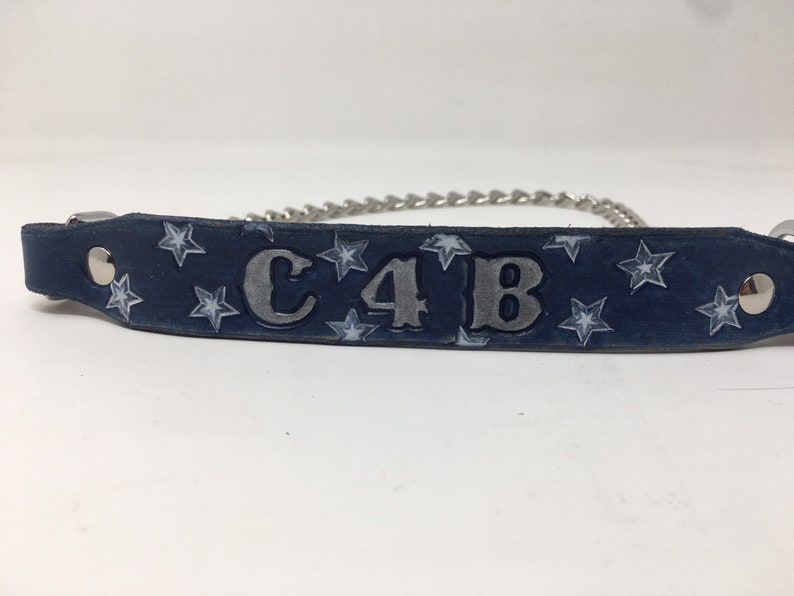 Goat Collar Custom Made to Order, Blue Jean color with white stars. image 5