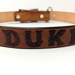 Dog Collar Leather Personalized with Name and/or Phone Number Celtic Font image 5
