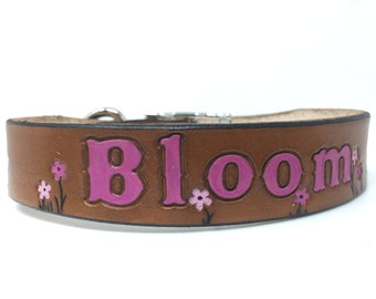 Elegant & Customizable Orchid Colored Flower Leather Dog Collar for Your Precious Pup