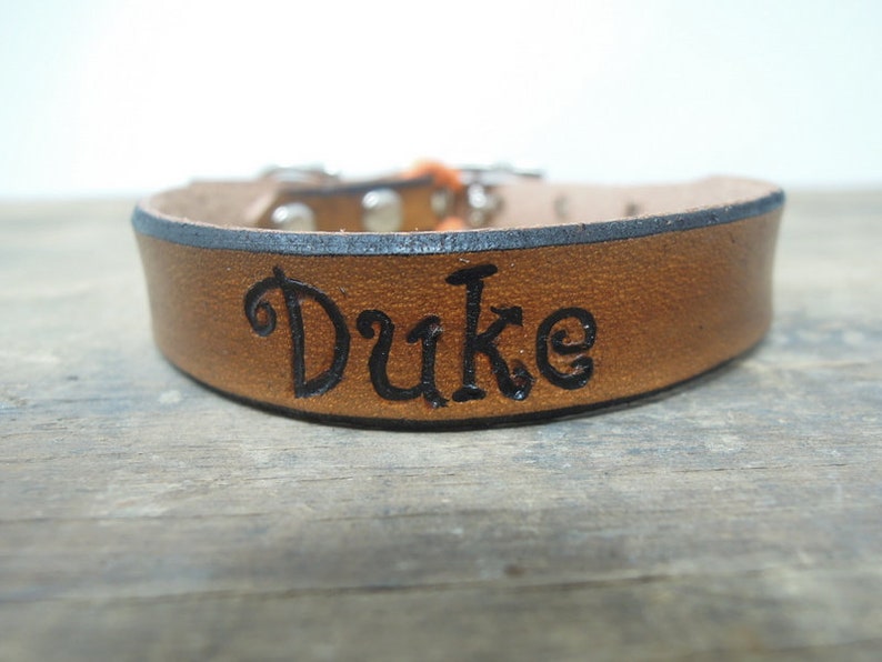 Dog Collar Leather Personalized with Name and/or Phone Number image 7