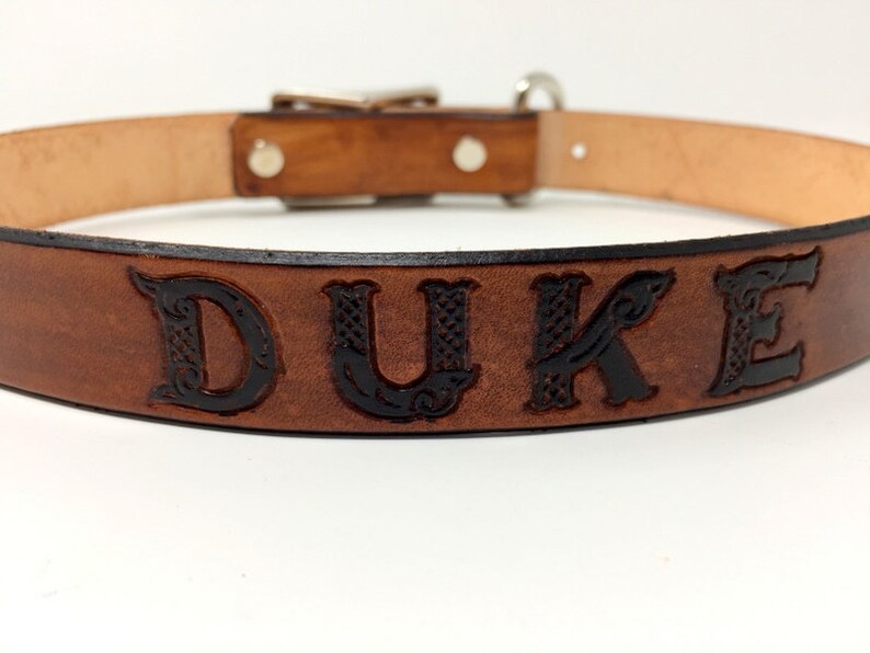 Dog Collar Leather Personalized with Name and/or Phone Number Celtic Font image 6