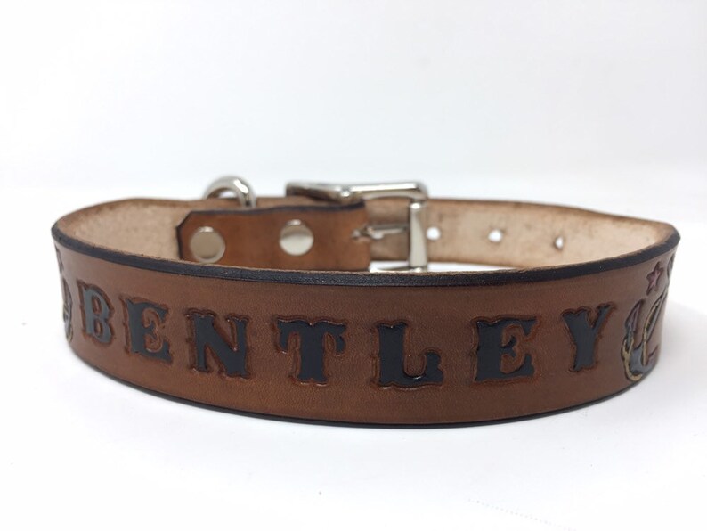Custom Leather Dog Collars Boy Male Collar With Achor Etsy