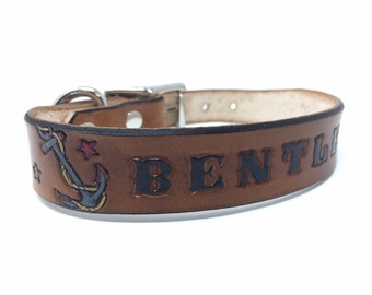 Custom Leather Dog Collars - Boy - Male collar with achor