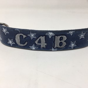 Goat Collar Custom Made to Order, Blue Jean color with white stars. image 4