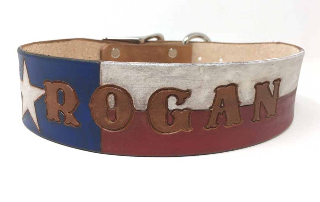 Texas Flag Dog Collar Patriotic Dog Collar Leather Dog Collar