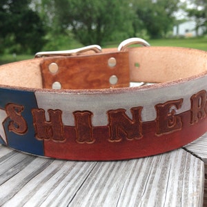 Texas Flag Dog Collar Patriotic Dog Collar Leather Dog Collar Personalized with Dogs Name image 4