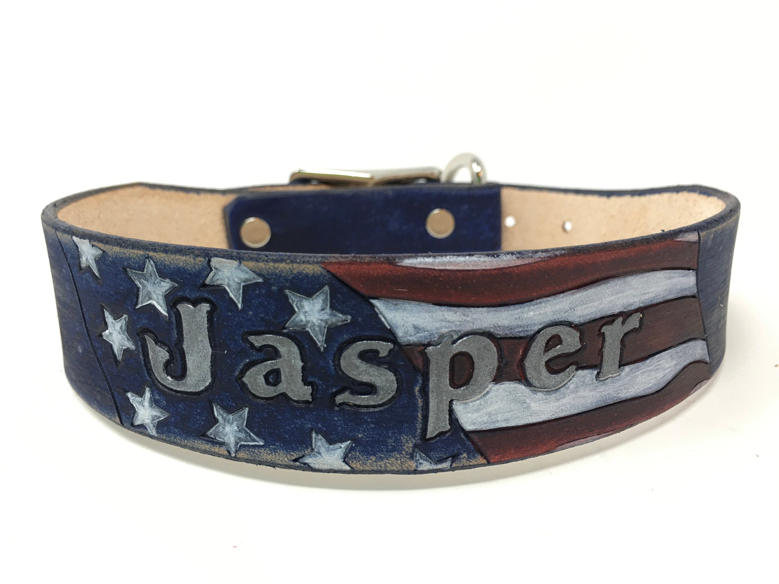 American Flag Dog Collar Patriotic Dog Collar Leather Dog Etsy