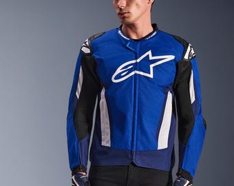 Blue Alpinestars Perforated T-Gp Air Textile Motorcycle Jacket (AA Certified)