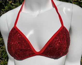 red sequin bralette