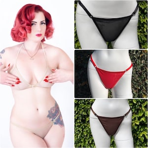 Sheer mesh g-string with adjustable straps
