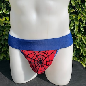 Blue and Red Spiderweb Jock Strap
