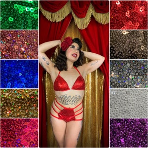 Sequin Strappy Blue Law High Waist Pin Up Burlesque Panties image 1