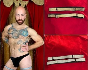 Metallic adjustable leg garters booty straps