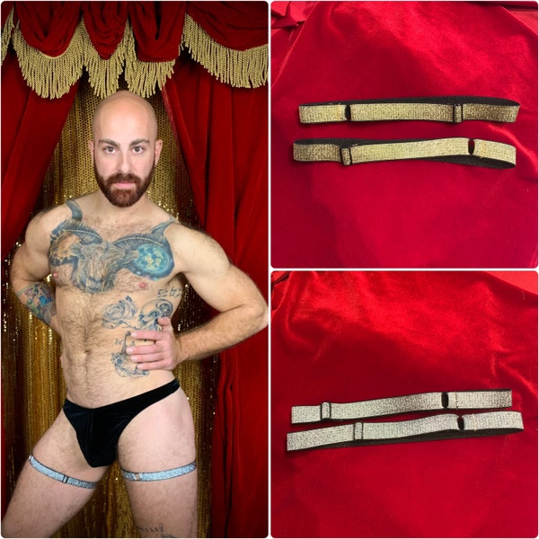 Metallic adjustable leg garters booty straps