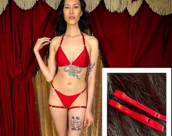 Thin Burlesque booty strap leg garters 1/2 inch 12mm