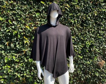 Black Goth poncho beach cover up with hood