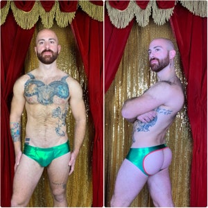 Mystique sparkle spandex Peekaboo butt Mens Briefs